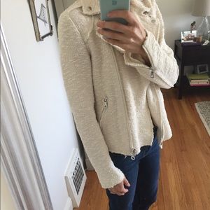 Rebecca Taylor Moto Boucle Jacket in Cream.